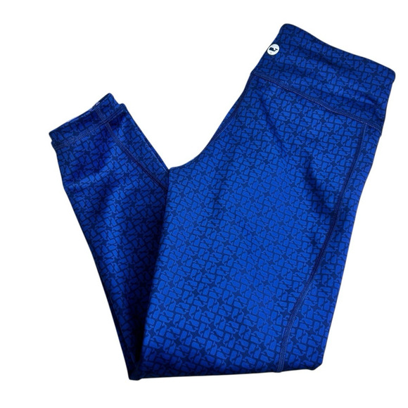 Vineyard Vines Reversible Athletic Leggings Sz Small Blue Whales Camouflage - Picture 8 of 9